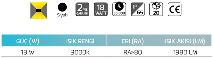 Goya Gy 6223 18 Watt Ledli Duvar Aplik